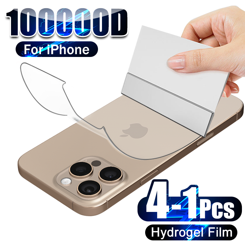Tech Accessories Apple - 4-1PcsกลับHydrogelฟิล์มสําหรับiPhone 16 15 Pro Max 13