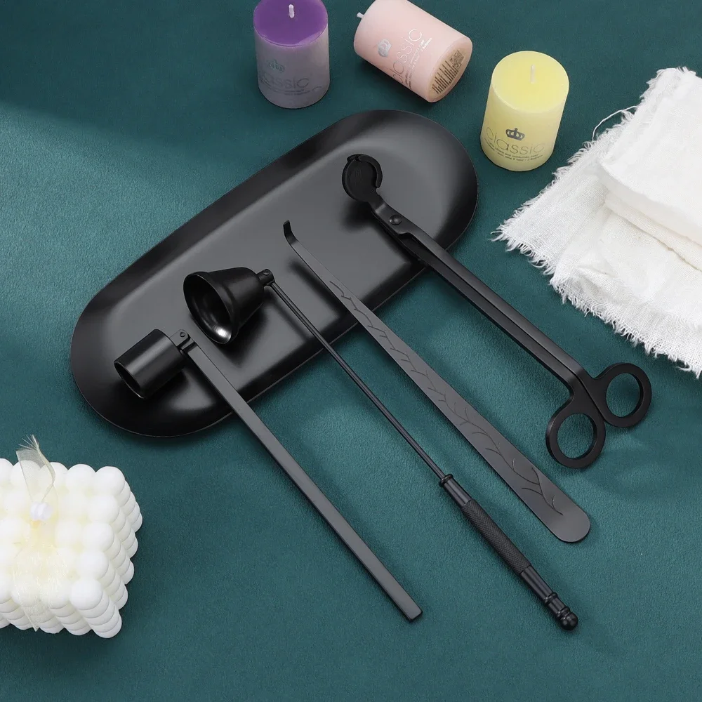 Unique Tech Accessories - 5-1 เทียนชุดดูแลสแตนเลสเทียน Wick Trimmer Snuffer เทียนที่แตกต่างกันถาดหอมอุปกรณ์เสริมเครื่องมือ