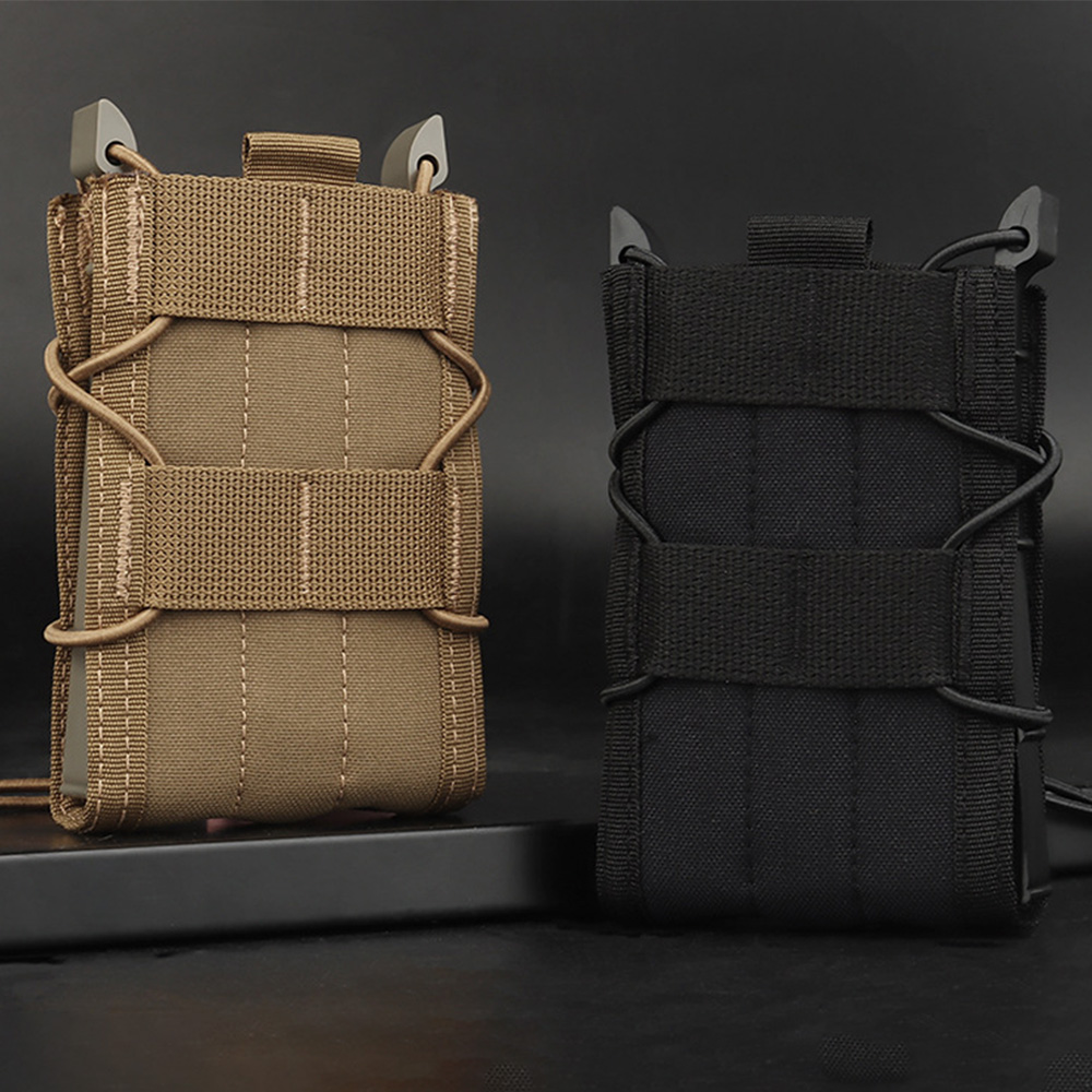 Tech Accessories Pouch - กระเป๋าใส่แม็กกาซีนแบบเชือกยางยืดปลดเร็วแบบข้อต่อเดียว กระเป๋าอุปกรณ์เสริมสำหรับเสื้อกั๊ก MOLLE ช่องใส่แม็กกาซีน 556 กระเป๋าใส่แม็กกาซีนสำหรับกิจกรรมกลางแจ้ง